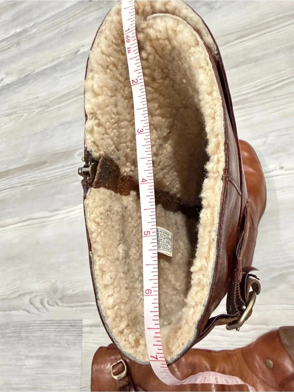 UGG Leather Tall Wedge Women’s Boots. Sherpa lined. Cognac Brown. Size 7. Used